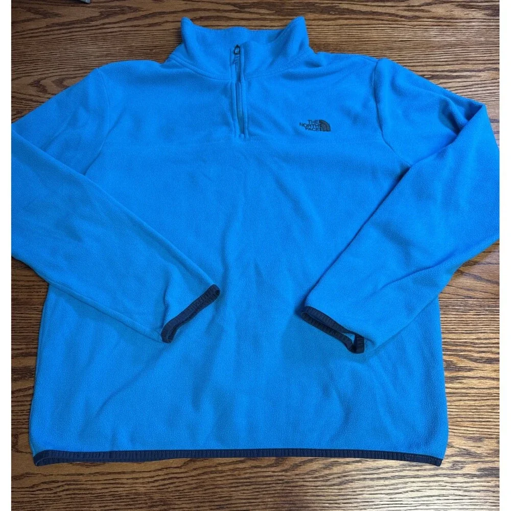 THE NORTH FACE Soft Lightweight Fleece Long Sleeve Jacket  1/4 Zip Bright Blue L